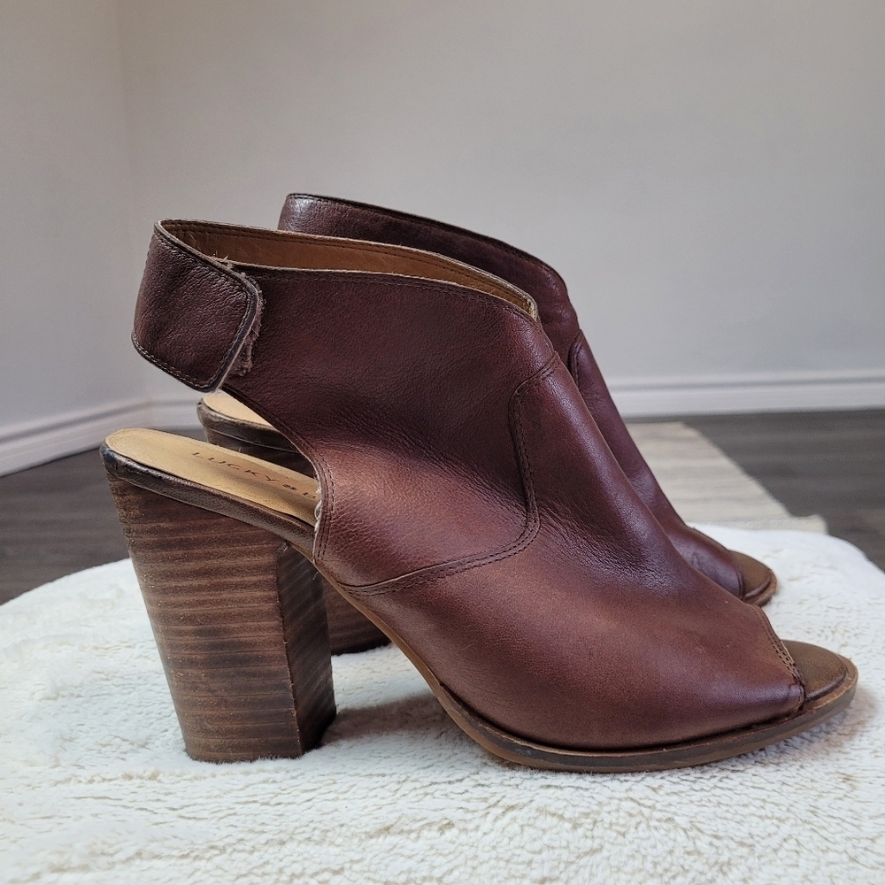 Lucky Brand Lizet brown leather heels - Picture 2 of 14